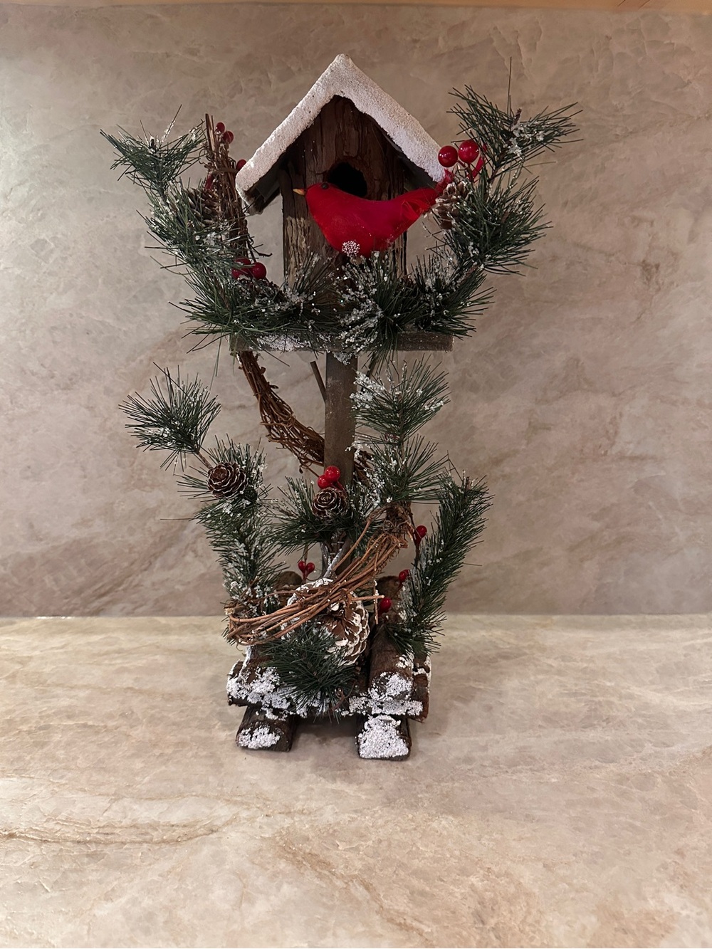 Home & Gift Collection Christmas Cardinal Birdhouse Figurine 16" Holiday Decor